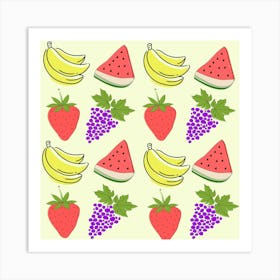 Fruits Pattern Background Food Art Print