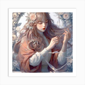 Girl With Long Hair concept art Art Print