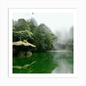 Misty Lake Art Print