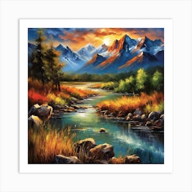 Mountain Landscape Painting Art Print