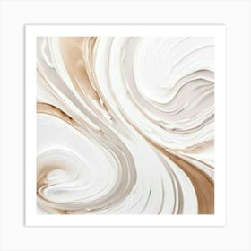 Swirls And Swirls White And Brown abstract painting Art Print