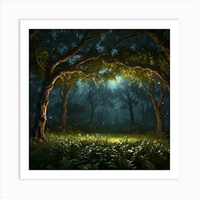 Forest At Night 17 Art Print