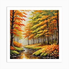 Forest In Autumn In Minimalist Style Square Composition 199 Art Print