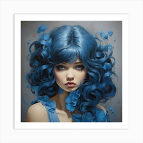 Blue Haired Girl Art Print