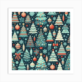 Christmas Tree Seamless Pattern 1 Art Print