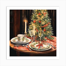 Christmas Table Setting 5 Art Print