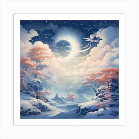 Aqua Aurora Arboreal Affair Art Print