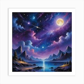 Night Sky Paintings Art Print Art Print