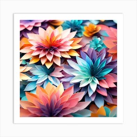 Paper Flowers Background Art Print