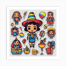 Colombian Festivities Sticker 2d Cute Fantasy Dreamy Vector Illustration 2d Flat Centered By (23) Art Print