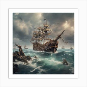 A Pirate Ship Art Print