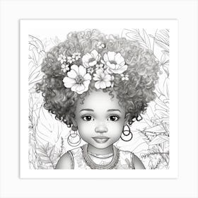 Afro Girl With Flowers 10 Art Print