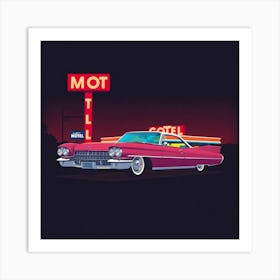 Motel At Night Art Print