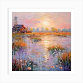 Sunset By The Lake Art Print