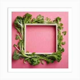 Bok Choy Frame On Pink Background Art Print