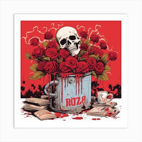 Roza skull flower Art Print