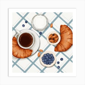 Coffee And Croissants Art Print