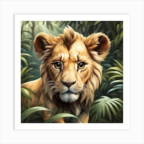 Cute Chibi Lion Art Print