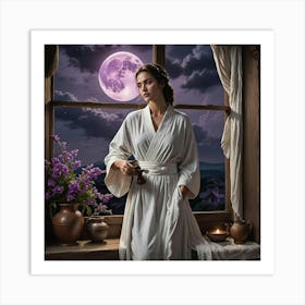 Woman In A White Robe Art Print