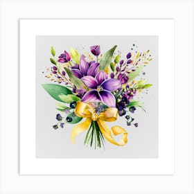 Watercolor Mardi Gras Flower Bouquets 24 Art Print