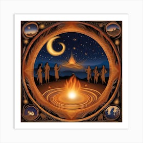 Shamanic circle of fire Art Print