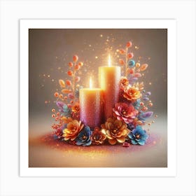 Candles And Flowers Art Print