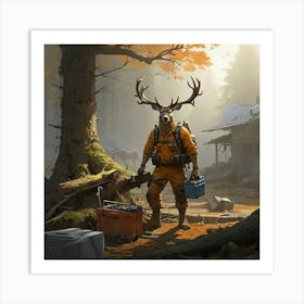 Deer In The Woods 63 Art Print