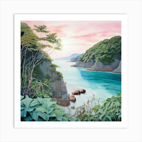 Watercolour Landscape Grande Anse Darlet Art Print