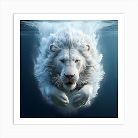 White Lion Underwater 2 Art Print