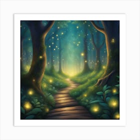 Fireflies In The Forest Art Print