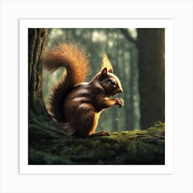 Squirrel In The Woods 18 Art Print