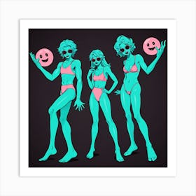 Three Girls In Bikinis 9 Art Print