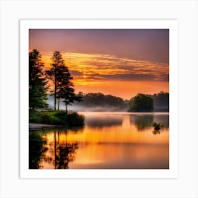 Sunrise At The Lake Art Print