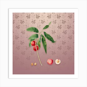 Vintage Apricot Botanical on Dusty Pink Pattern n.0532 Art Print