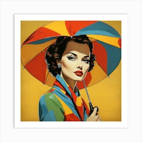 Pop Art, Lady with an umbrella Art Print