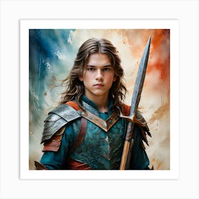 Portrait Of A Young Warrior In Traditional Outfit Art Print