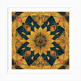 Mandala, Intricate Geometric Pattern Art Print