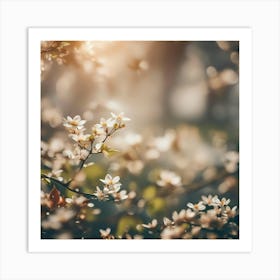 White Blossoms In The Sun Art Print