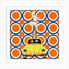 Vw Beetle Vintage Mod Art Print