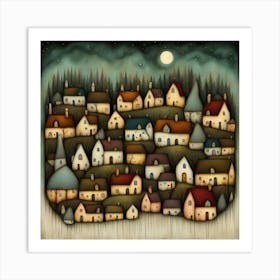 Night In The Village 1 Art Print