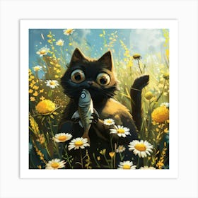 Cat In The Meadow 6 Art Print