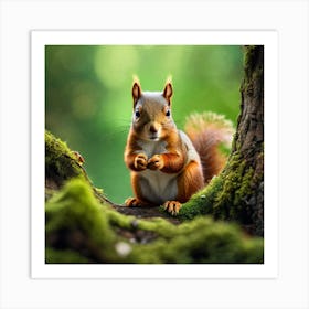 Red Squirrel In The Forest 40 Art Print