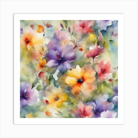 Watercolor Flowers Art Print