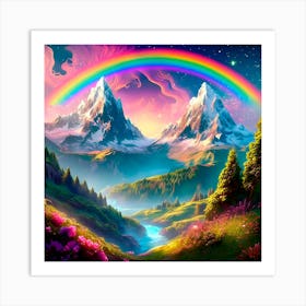 Rainbow Over Mountains 1 Art Print