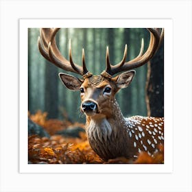 Deer In The Forest 82 Art Print