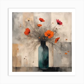 Poppys In A Blue Vase Art Print