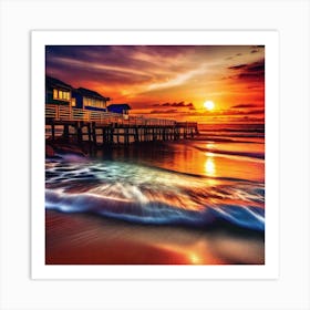 Sunset At The Beach 199 Art Print