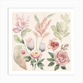 Watercolor Flowers 8 Art Print