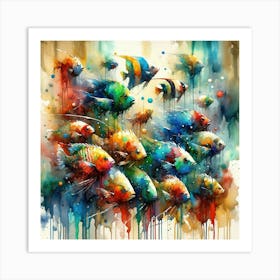 Aquatic Dance Of Hues Art Print