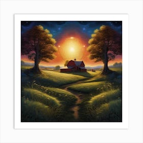 Sunset On The Farm 1 Art Print